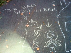 Little Red Riding Hood meets the Big Bad Wolf when she doesn't listen to her mother and tries to LEAVE THE DRIVEWAY.