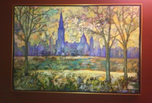 This is the painting over the couch in our living room.  A gift from the father of the best man at our wedding.  I love it.  But for my daughter?  This is the underwater castle where magic happens!