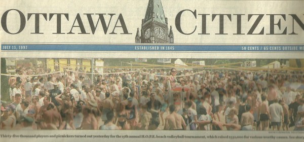 That's me on the chair; guarding the beach at H.O.P.E. Volleyball tournament  - a large annual tournament held each year at Mooney's Bay in Ottawa