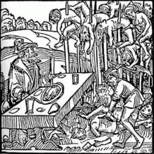I first saw this picture in my teens when I first became vampire obsessed. It's pretty unforgettable: 1499 German woodcut showing Dracula dining among the impaled corpses of his victims.